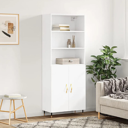 vidaXL Buffet haut Blanc 69,5x34x180 cm Bois d'ingénierie