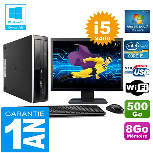 PC HP Compaq 8300 SFF Core I5-2400 Ram 8Go Disque 500 Go Wifi W7 Ecran 22" · Occasion