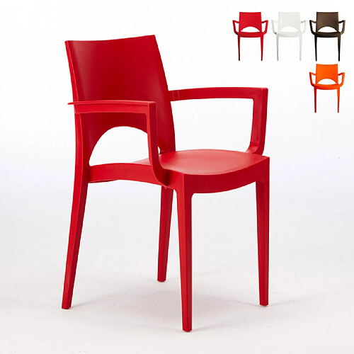 24 Chaises Paris Arm Grand Soleil accoudoirs polypropylène offre stock, Couleur: Rouge