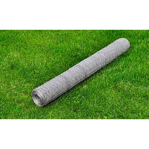 vidaXL Grillage pour volière Acier galvanisé 25 x 1 m Argenté