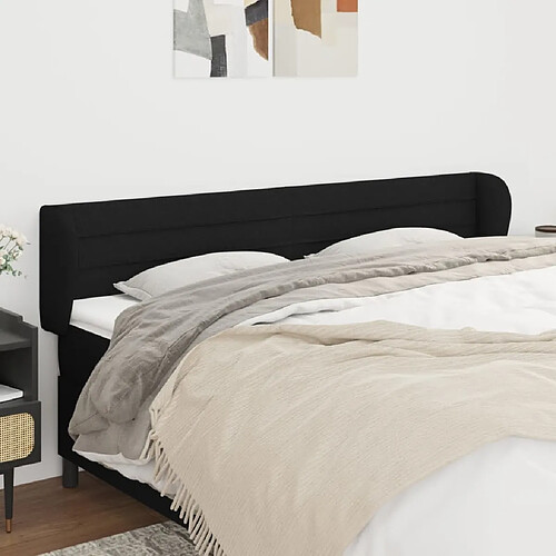 Maison Chic Tête de lit scandinave avec oreilles,meuble de chambre Noir 183x23x78/88 cm Tissu -MN24977