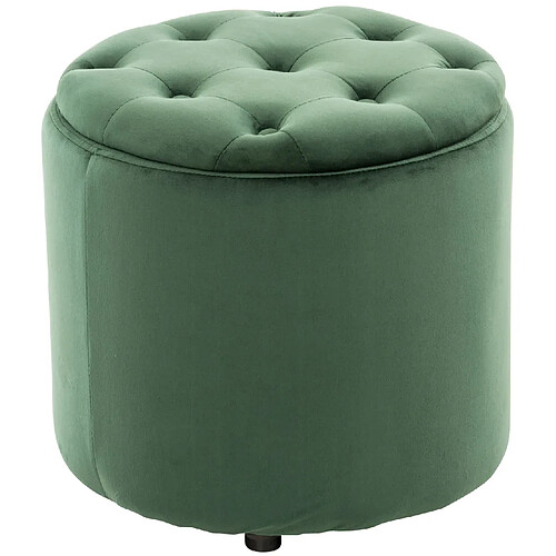 Decoshop26 Pouf tabouret coffre avec espace de rangement en tissu velours vert 42x44cm TABO10077