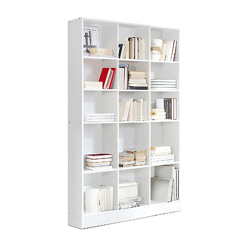 Pegane Etagère, bibliothèque avec 15 tablettes coloris blanc - longueur 121 x profondeur 33 x hauteur 186 cm