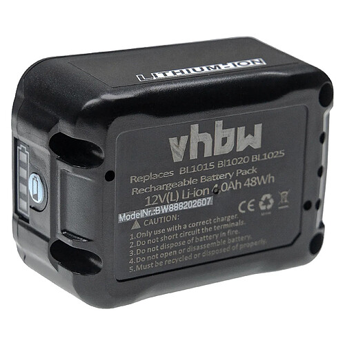 vhbw Batterie compatible avec Makita UR100DSMEX, UR100DWAEX, UR100DWE, UR100DWYEX outil électrique (4000 mAh, Li-ion, 12 V, 3 cellules)