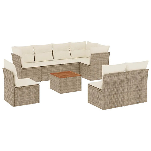 Maison Chic Salon de jardin avec coussins 9 pcs, Ensemble Tables et chaises de jardin, beige résine tressée -GKD479848