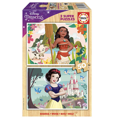 Educa Borras Puzzle disney Vaiana -Blanche neige - 2 X 50 pcs