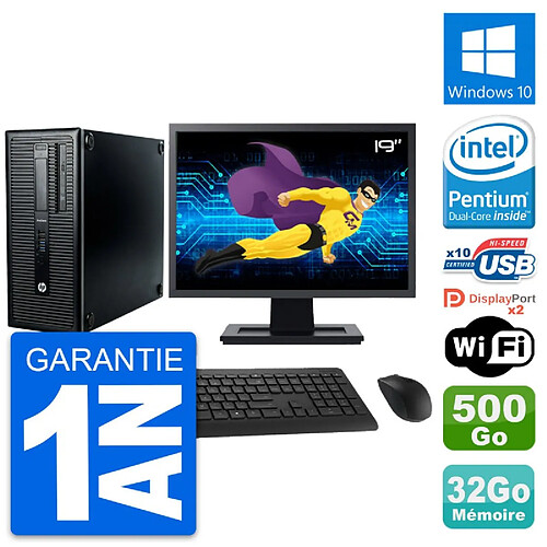 PC Tour HP 600 G1 Ecran 19" Intel G3220 RAM 32Go Disque 500Go Windows 10 Wifi · Occasion