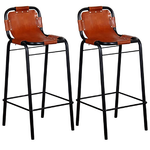 vidaXL Tabourets de bar lot de 2 cuir véritable