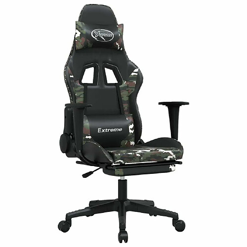 Maison Chic Chaise de jeu, Chaise gaming avec repose-pied, Fauteuil gamer,Chaise de Bureau Noir et camouflage Similicuir -GKD12966