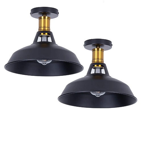 Stoex (2X) Lampe de Plafond Rétro Plafonnier en Fer Métallique Luminaire Plafonnier D'Intérieur Vintage E27 (Noir) Pour Chambre À Coucher, Restaurant