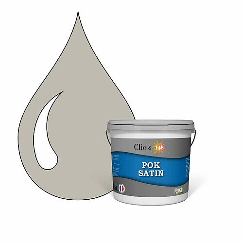 POK SATIN : Peinture Satin Lessivable Beige grisé 25m² - 2,5L