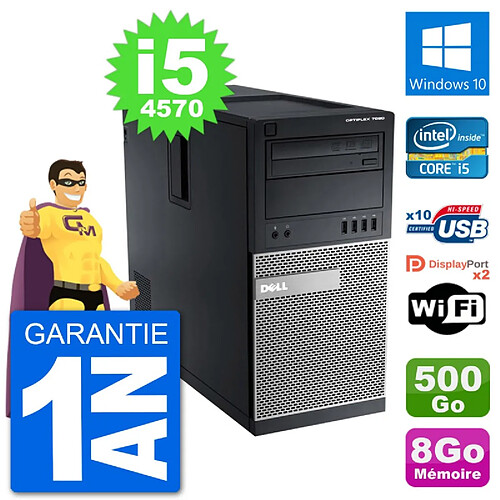 PC Tour Dell 7020 Intel Core i5-4570 RAM 8Go Disque Dur 500Go Windows 10 Wifi · Occasion