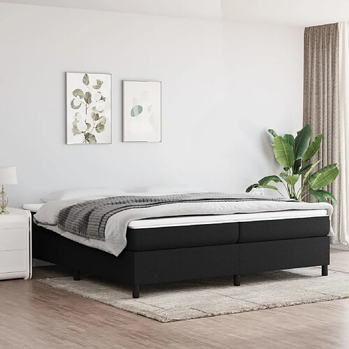 vidaXL Sommier à lattes de lit avec matelas Noir 200x200 cm Tissu