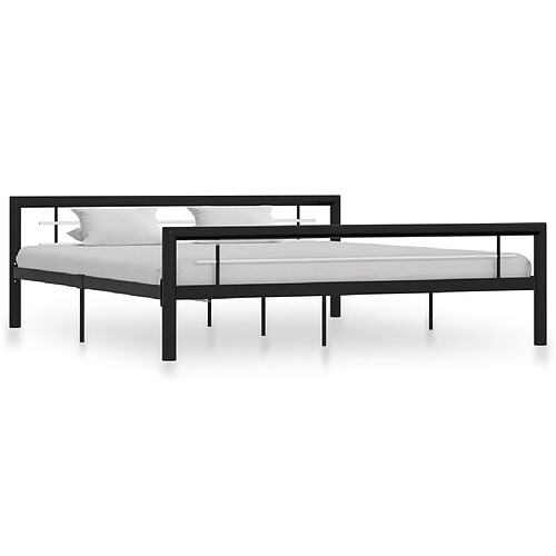 Maison Chic Lit adulte - Lit simple Cadre de lit,Structure du lit Contemporain Noir et blanc Métal 180 x 200 cm -MN37438