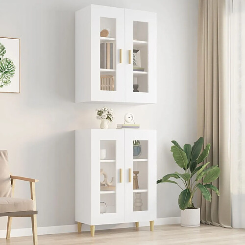 Maison Chic Armoire murale suspendue,Meuble de Rangement pour salon,cuisine Blanc 69,5x34x90 cm -MN51424