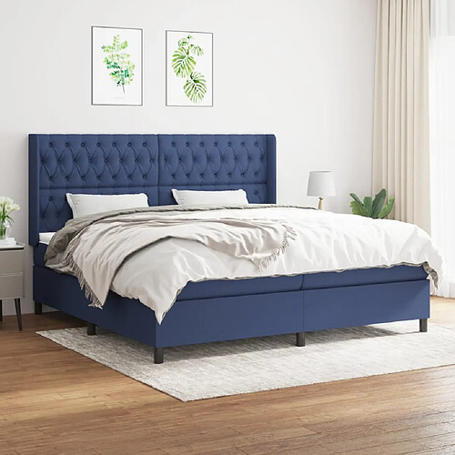 Maison Chic Lit Adulte - Lit simple Lit à sommier tapissier avec matelas moelleux - Meuble de Chambre - Bleu 200x200 cm Tissu -MN79140