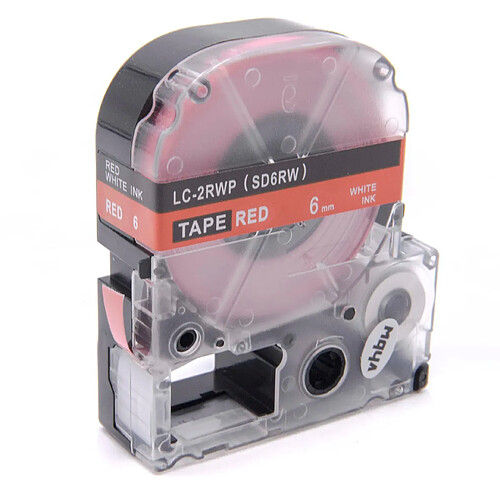 vhbw cassette à bande cartouche 6mm blanc sur rouge pour imprimante d´étiquette Epson LabelWorks LW-1000P, LW-600P remplace LC-2RWP, SD6RW.