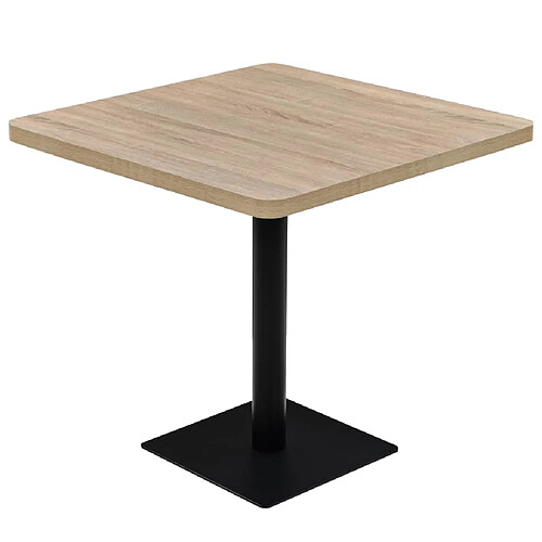 Helloshop26 Table haute mange debout bar bistrot MDF et acier carré 80 x 80 cm chêne beige 0902108