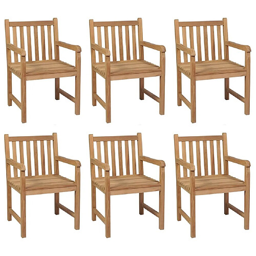 Maison Chic Lot de 6 Chaises de jardin,Fauteuil d'extérieur avec coussins gris Bois de teck solide -MN80689