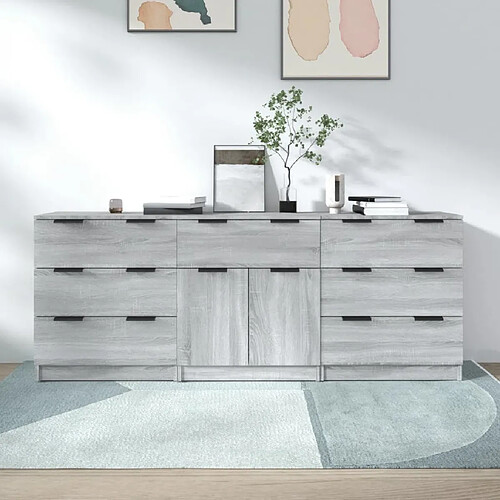 Maison Chic Ensemble de 3 Buffets,commode,console pour rangement Sonoma gris Bois d'ingénierie -MN33453