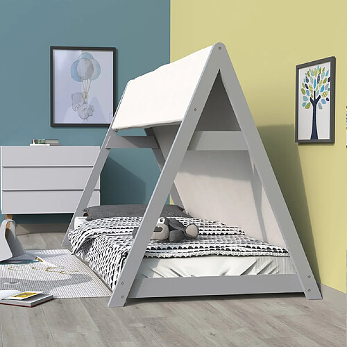 Le Quai Des Affaires Lit cabane TIPI 90x190 + 1 toile + 1 sommier / Gris