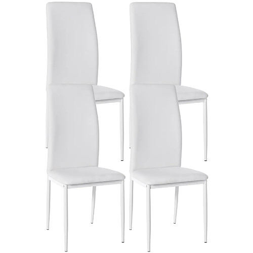 Decoshop26 Lot de 4 chaises de salle à manger design simple en synthétique blanc cadre en métal noir CDS10401