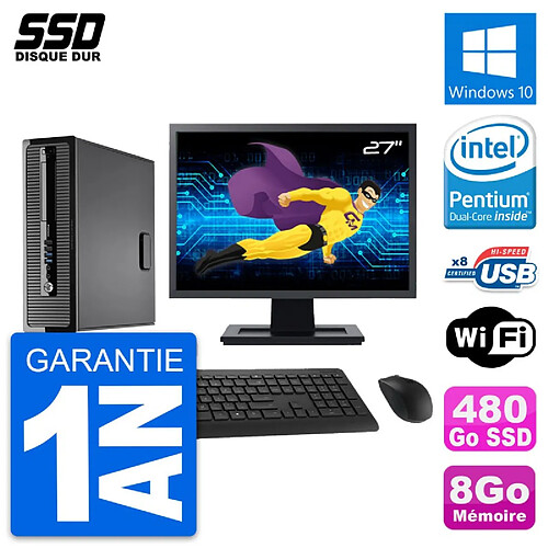 PC HP ProDesk 400 G1 SFF Ecran 27" Intel G3220 RAM 8Go SSD 480Go Windows 10 Wifi · Occasion