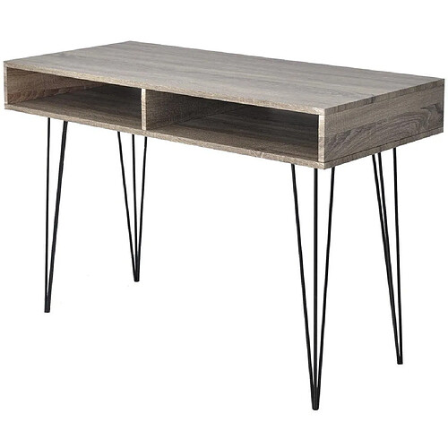 Helloshop26 Bureau table meuble travail informatique avec 2 compartiments gris 0502061/2