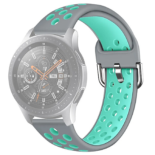 Wewoo Bracelet pour montre connectée Galaxy Watch 46 / S3 / Huawei GT 1/2 22mm de en silicone bicolore couleur braceletTaille L Gris Vert