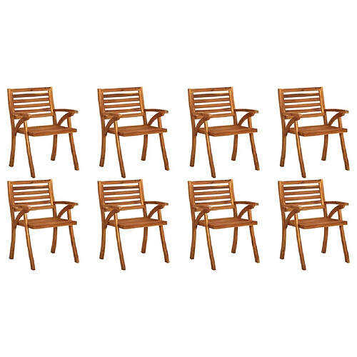 Maison Chic Lot de 8 Chaises de jardin,Fauteuil d'extérieur avec coussins Bois d'acacia solide -MN38077