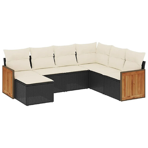 Maison Chic Ensemble Tables et chaises d'extérieur 7pcs avec coussins,Salon de jardin noir résine tressée -GKD793439