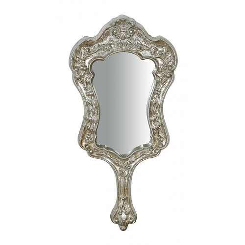 Biscottini Miroir A Main En Bois Finitions Argent F