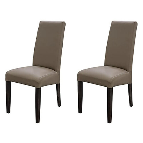 Mes Lot de 2 chaises repas 47x64x102 cm en PU marron et pieds noirs