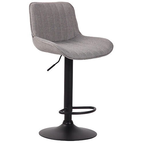 Decoshop26 Tabouret de bar en tissu gris pied métal noir siège rembourré et matelassé 10_0000426