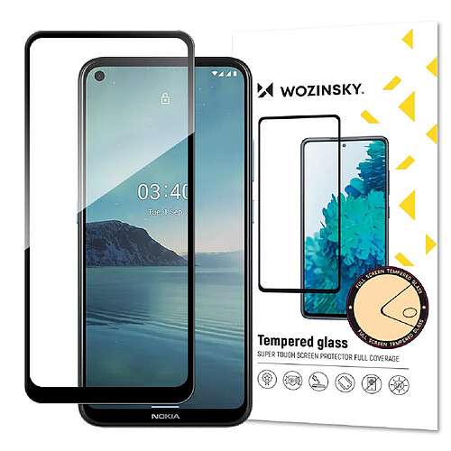 Ozzzo wozinsky super durable full glue verre trempe plein ecran avec cadre coque friendly nokia 3.4 noir