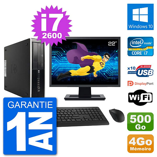 PC HP Compaq Pro 6300 SFF Ecran 22" i7-2600 RAM 4Go Disque 500Go Windows 10 Wifi · Occasion