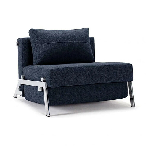 Inside 75 INNOVATION LIVING Fauteuil design SOFABED CUBED 02 CHROME Mixed Dance Blue convertible lit 200*90 cm