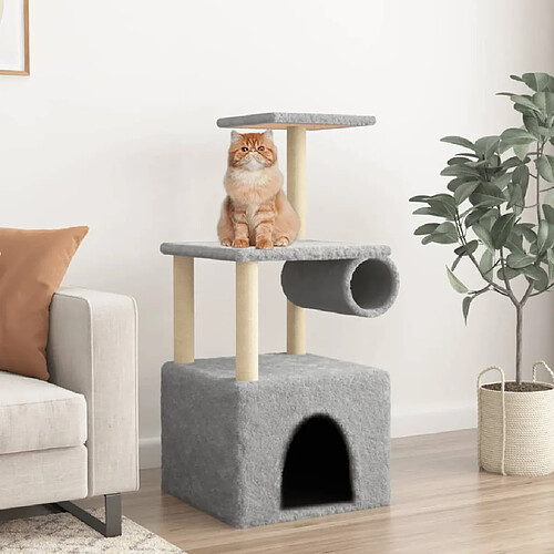 Arbre à chat avec griffoirs,niche pour chat en sisal gris clair 109,5 cm -MN14785