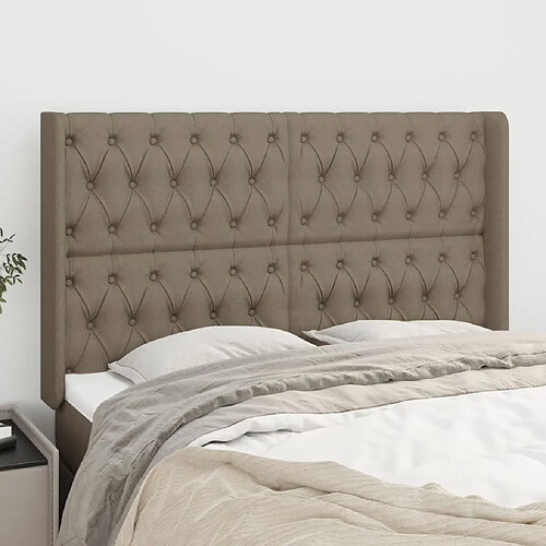 Maison Chic Tête de lit scandinave avec oreilles,meuble de chambre Taupe 163x16x118/128 cm Tissu -MN62248