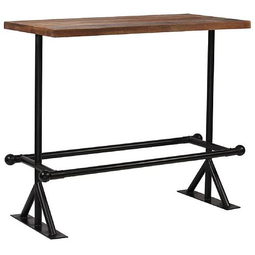 vidaXL Table de bar Bois de récupération massif Marron foncé