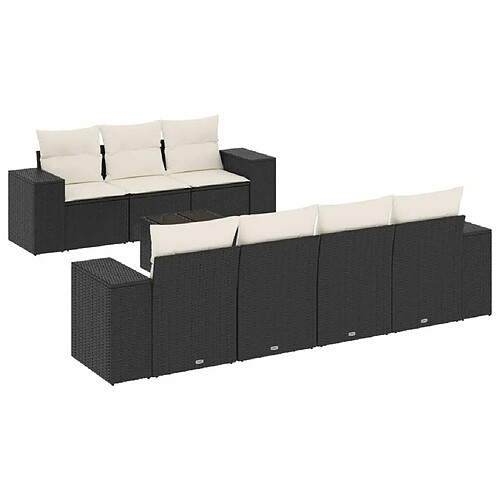 Maison Chic Ensemble Tables et chaises d'extérieur 8 pcs avec coussins,Salon de jardin noir résine tressée -GKD188491