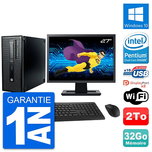 PC Tour HP ProDesk 600 G1 Ecran 27" G3220 RAM 32Go Disque 2To Windows 10 Wifi · Occasion