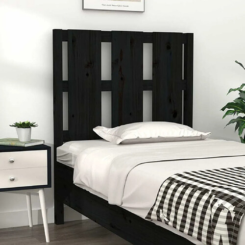 Maison Chic Tête de lit scandinave pour lit adulte,Meuble de chambre Noir 80,5x4x100 cm Bois massif de pin -MN95595