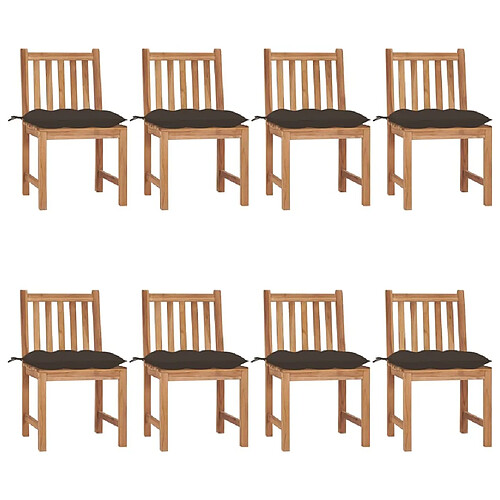 Maison Chic Lot de 8 Chaises de jardin avec coussins | Fauteuil chaises d'extérieur Bois de teck massif -GKD93697