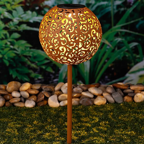 HI Lampe de jardin solaire à LED 18 cm Métal Marron