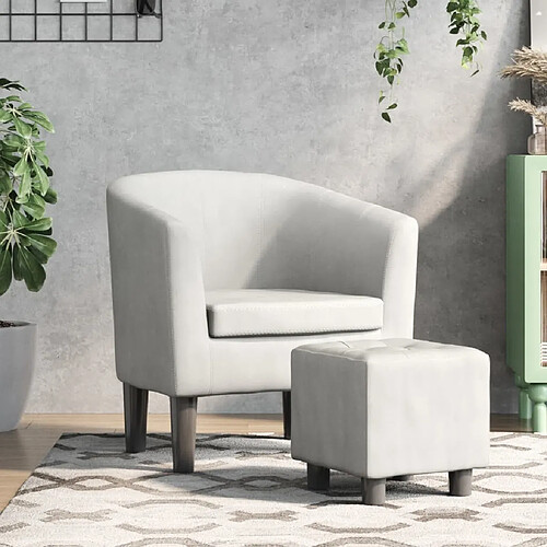 Maison Chic Fauteuil cabriolet et repose-pieds,Fauteuil luxe pour relax blanc similicuir -MN57104