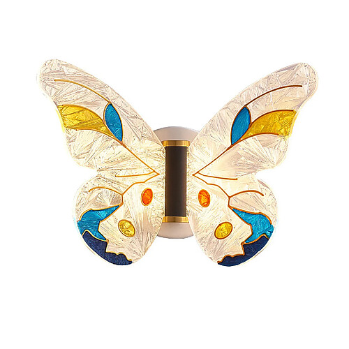 Universal Applique murale de chevet de 8W Lampe murale papillon LED pour la chambre des enfants Applique murale de fond (lampe tricolore)