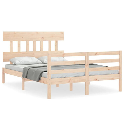 Maison Chic Cadre/structure de lit avec tête de lit pour adulte - Lit Moderne Chambre 140x190 cm bois massif -MN30461