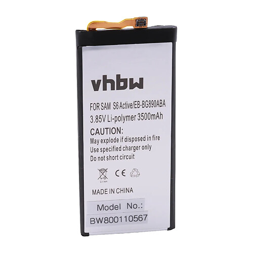 vhbw Li-Polymer Batterie 3500mAh (3.85V) pour téléphone portable Smartphone Samsung Galaxy S6 Active, Active LTE-A comme EB-BG890ABA.