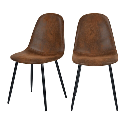 Rendez Vous Deco Chaise Malrik marron effet vieilli (lot de 2)